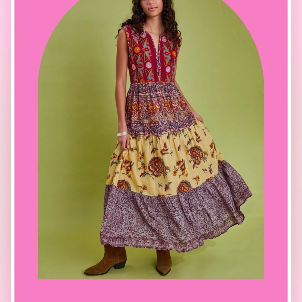 NWT MAISON HOTEL SMALL Eugenie sleeveless patchwork maxi dress in Mullumbimby - Picture 2 of 9